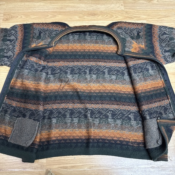 Arcohi's Womens Alpaca Wool Striped Knit Cardigan Sweater Medium  Full Zip Soft - Picture 4 of 5